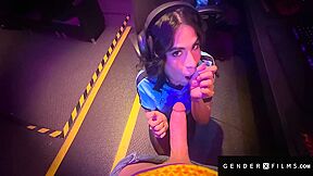 E-games Trans Hottie Smashed In Public By Rival While Teammates Watch!