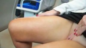 Playing and fingering my pussy upskirt in a public train