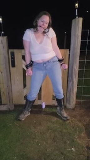 Farm Girl on Gate Left to Cum (Piss or Squirt Find out on OF)