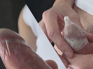 PLAYING WITH COCK RUBBER AND FILLING IT UP WITH CUM