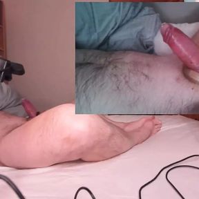 Strapped cock and balls vibrator moaning cum