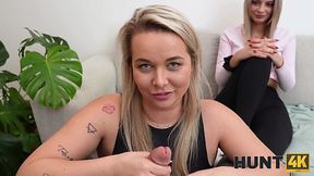 Cuckold beauty looks at her curvy friend's hot sex with a stranger.
