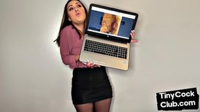 Upskirt babe commenting on small dicks