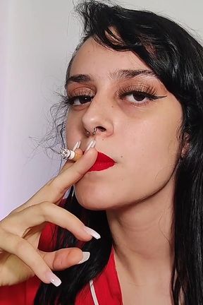 Hot Teen Smoking Deep Breathing Heavily Long Puffs Cigarrets