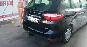 Naked carwash babe gets pounded
