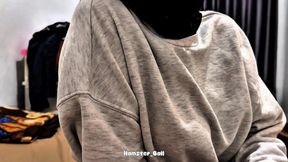 My Big Cock Inspected by an 18+ Hijab, Who Was Handling a Cock for the First Time