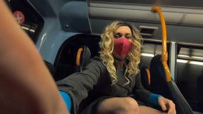 Mini skirt bus wank