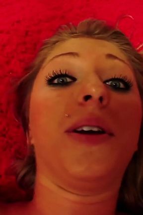 Naughty Blonde Jaelyn Fox Shows Her Pussy Before Deep-throating Cock and Receiving Facial