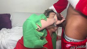 slutty elf taking santas big black cock