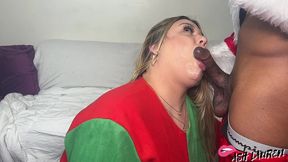 slutty elf taking santas big black cock
