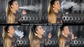 Ponytail and marlboro red 100s side view!