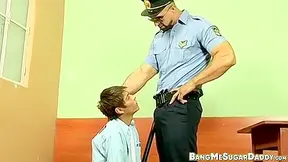 Police Officer Anal Breeds Skinny Latin And Facializes Him