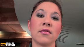 cute teen gets her tinny pussy pounded hard by a bald guy