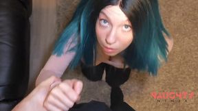 Blue-haired stepsister asks to teach her self-defense but turns it into fuck