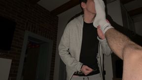 Sniffed wet socks and cum from it