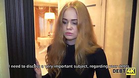 Debt4k. red-haired waitress delays debt and nail is the price for it