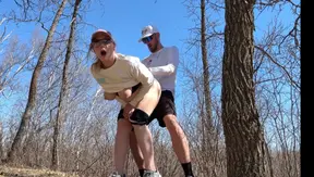 Curvy hot MILF bent over and fucked in public nature