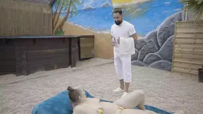 Joy Adams shows off her hot beach body and rides big cock