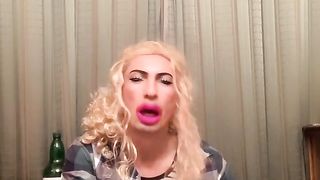 Russian trans cockslut urinating while sitting