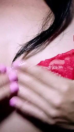 Self-massage of Tits and Nipples with Foam