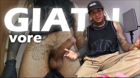 Giant tattoo artist shows his cock to tiny human