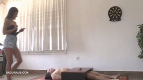 While Natasa is on the phone, the slave has an orgasm wmv