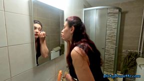 Horny wife put on makeup before having a passionate fuck