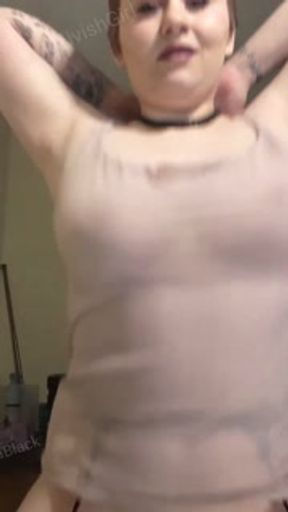 Bouncing my big round breasts in sheer lingerie