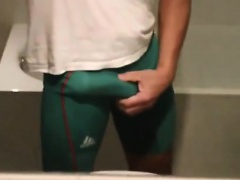 rubbing dick in lycra brief