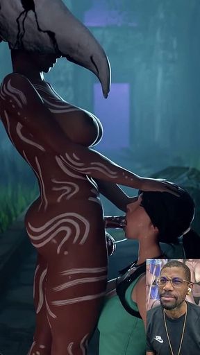 Lara Croft Gets Deepthroated by a Thicc Transgender Tribe Leader