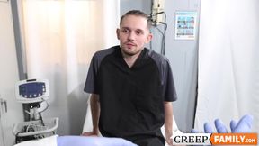 Urologist Christian Ace examines and bangs his handsome step dad