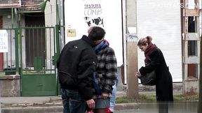 Student takes it hard in public anal with a stocking surprise
