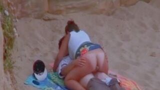 Auntie fucks on the beach while i watch