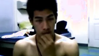 Thai Amateur Strokes His Hard Cock and Cums on Webcam
