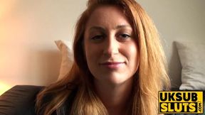 UKSubSluts com - Redhead babe gets throat fucked by a dominant male