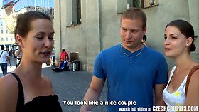 CZECH COUPLES - Young Couple Takes Money for Public Foursome