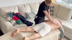 Horny Stepdad Gets Hard During Massage