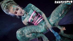 your trippy hippie plays with pippie and anal dildo