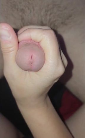 Milking the pre cum out of his hard cock