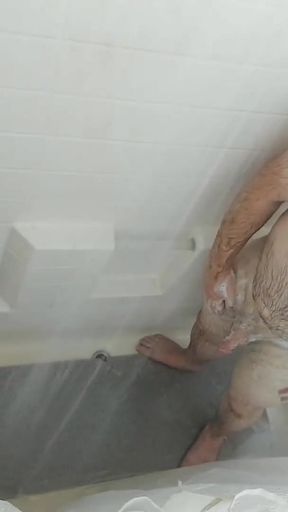 Solo Shower Shower And Masturbation For RedQueen's Hairy Bear Hubby   Clip 2