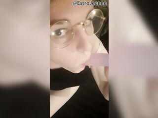 A cute nerd trans femboy, masturbates and plays with a sex tool, whilst taking a selfie