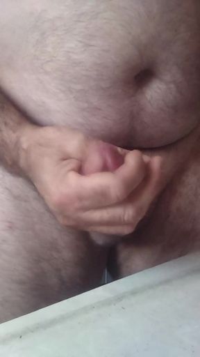 Chubby mature handsome with big cock and fat with very hard cock I masturbate in close-up very close