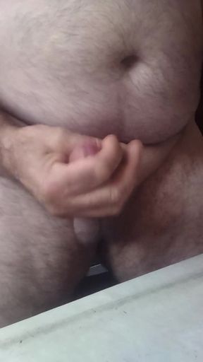 Chubby mature handsome with big cock and fat with very hard cock I masturbate in close-up very close