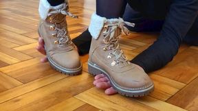 Winter Boots Crush: Full Weight Trampling on My Slave s Hand (4k)