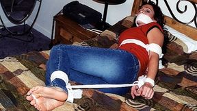 Gorgeous Chantel Osmond is Hogtied with Cloth and Rope - Her Feet are Bare, Toes Tied and a Detective Gag Silencing Her!