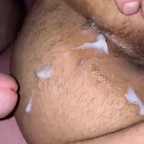 Cum on fat bbw Paki ass and rubbing it in asshole and Pussy