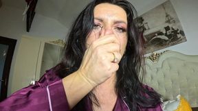 Breath Holding in Satin Pajamas - Puffy Cheeks, Red Face & Intense Struggle