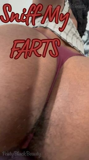 Sniff My FARTS: Hairy Ebony Fart Fetish 4K