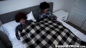 Lesbian stepmommies Bella Rossi & Lexi Luna try something new with their hung ste