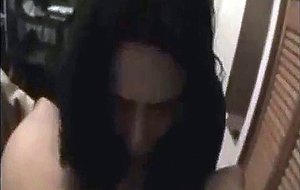 Curly tranny in pov cock sucking